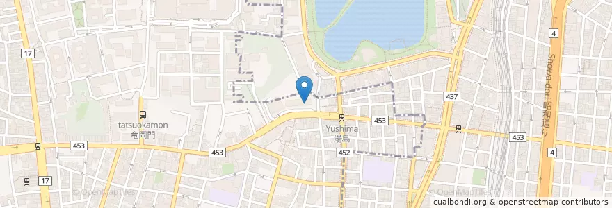 Mapa de ubicacion de 湯島四郵便局 en 日本, 東京都.