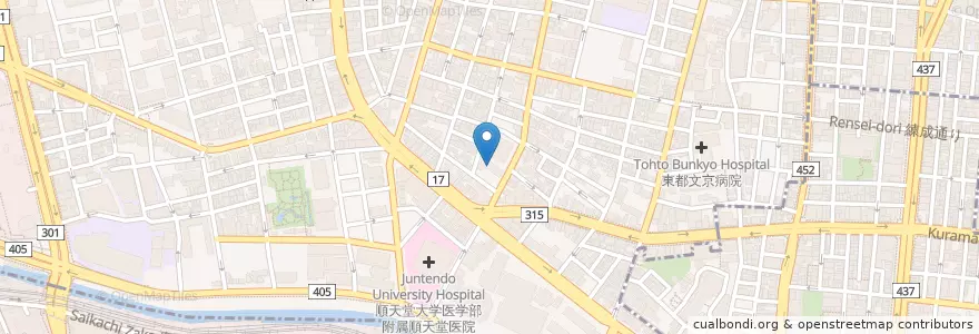 Mapa de ubicacion de 湯島幼稚園 en ژاپن, 東京都, 文京区.