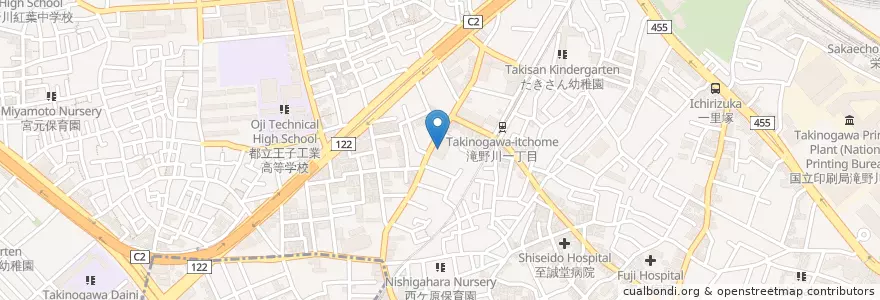Mapa de ubicacion de 滝野川東児童館;滝野川老人いこいの家 en اليابان, 東京都, 北区.