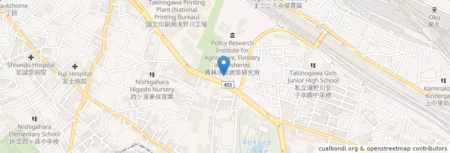 Mapa de ubicacion de 滝野川消防署 en Jepun, 東京都, 北区.
