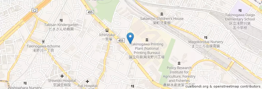 Mapa de ubicacion de 滝野川警察署 en Япония, Токио, Кита.