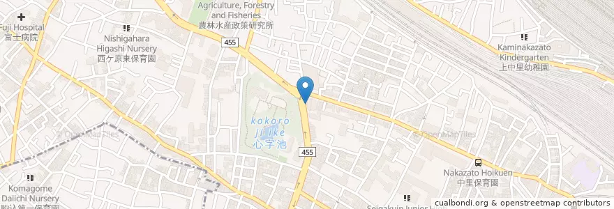 Mapa de ubicacion de 滝野川警察署 西ヶ原交番 en Japan, 東京都, 北区.