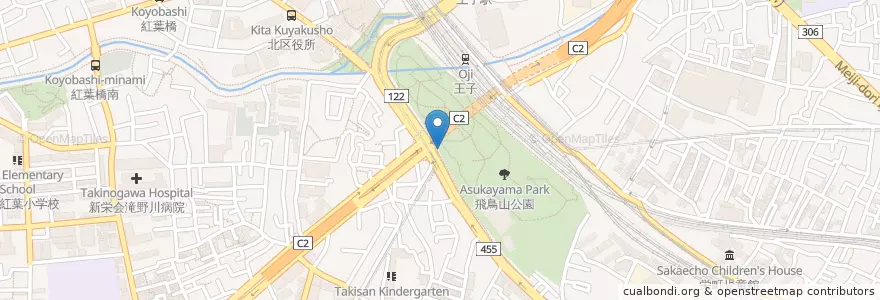 Mapa de ubicacion de 滝野川警察署飛鳥山交番 en Japonya, 東京都, 北区.