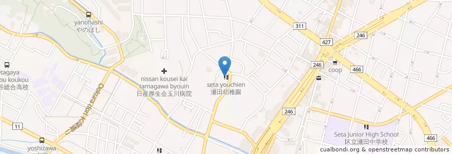 Mapa de ubicacion de 瀬田幼稚園 en Япония, Токио, Сэтагая.