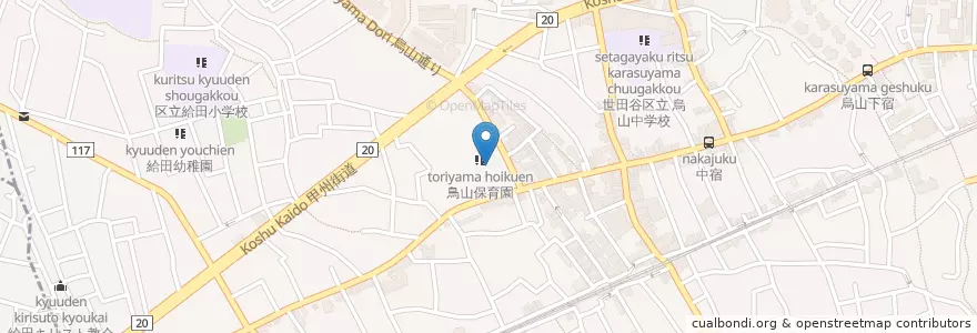 Mapa de ubicacion de 烏山児童館 en 일본, 도쿄도, 世田谷区.
