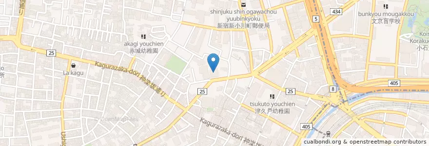 Mapa de ubicacion de 牛込消防署 en 日本, 東京都, 新宿区.