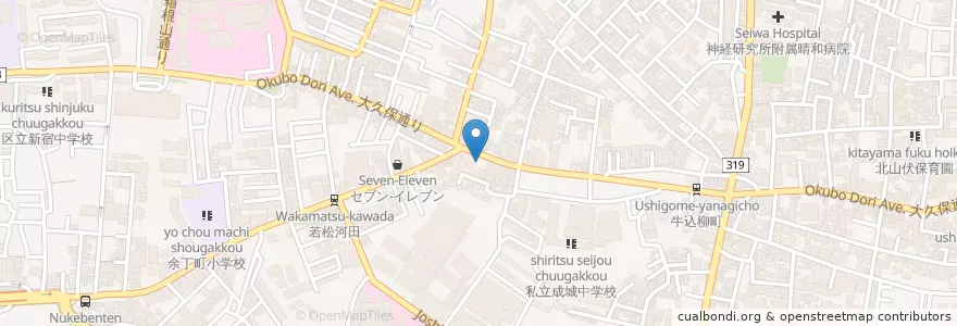 Mapa de ubicacion de 牛込若松町郵便局 en 日本, 東京都, 新宿区.
