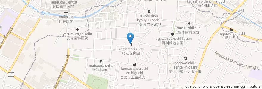 Mapa de ubicacion de 狛江保育園 en Japan, 東京都.