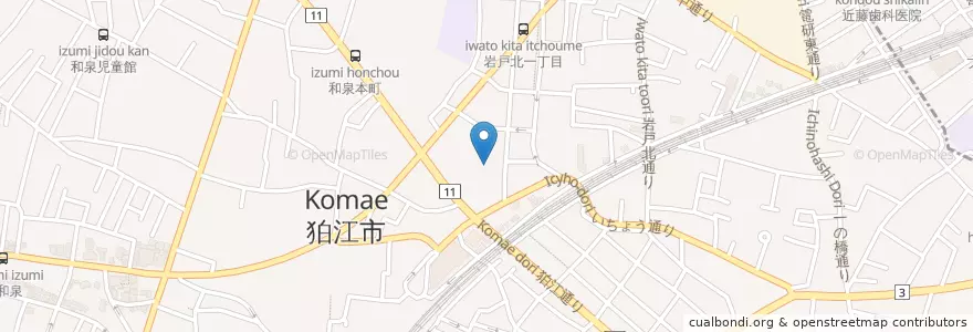 Mapa de ubicacion de 狛江市役所 (Komae City) en اليابان, 東京都, 狛江市.