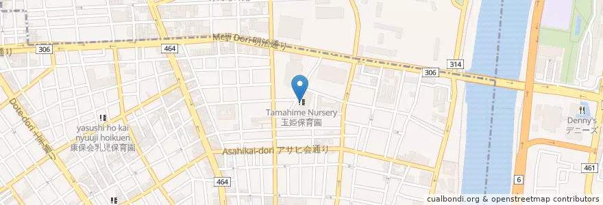 Mapa de ubicacion de 玉姫保育園 en 日本, 東京都, 台東区.