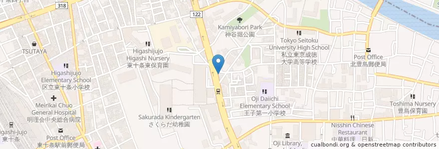 Mapa de ubicacion de 王子五郵便局 en اليابان, 東京都, 北区.