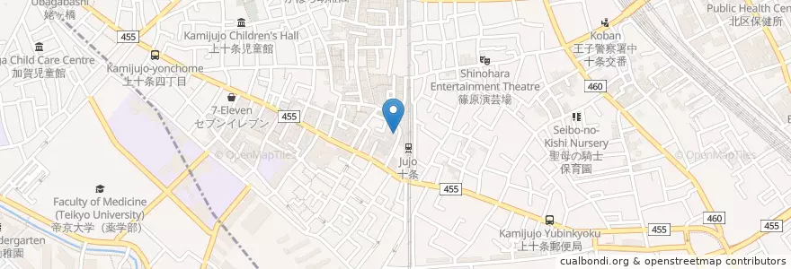 Mapa de ubicacion de 王子警察署十条駅前交番 en Japonya, 東京都, 北区.