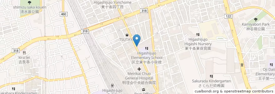 Mapa de ubicacion de 王子警察署 東十条交番 en Japan, Tokio, 北区.