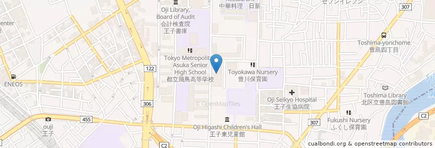 Mapa de ubicacion de 王子郵便局 en Japão, Tóquio, 北区.