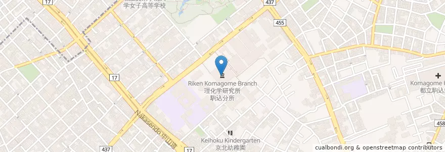 Mapa de ubicacion de Riken Komagome Branch en Japan, Tokyo, Bunkyo.