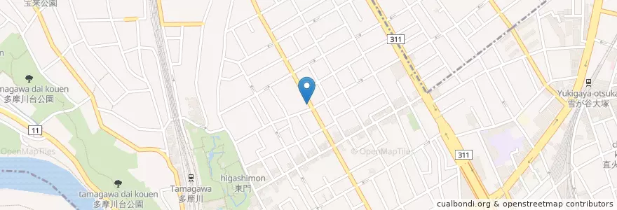Mapa de ubicacion de 田園調布一郵便局 en Japonya, 東京都, 大田区.