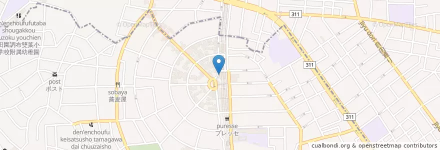 Mapa de ubicacion de 田園調布警察署田園調布駅前交番 en Japão, Tóquio, 世田谷区.