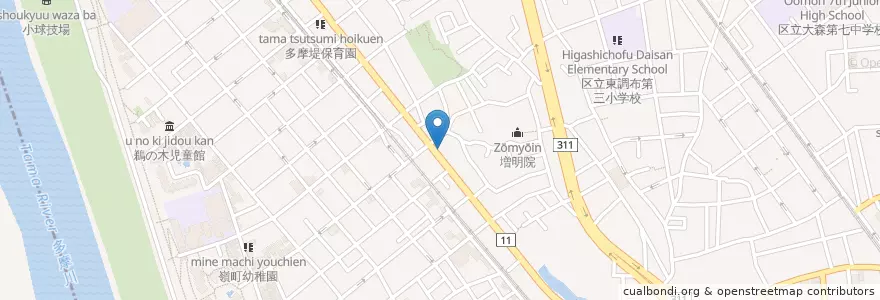 Mapa de ubicacion de 田園調布警察署鵜の木駅前交番 en Japonya, 東京都, 大田区.