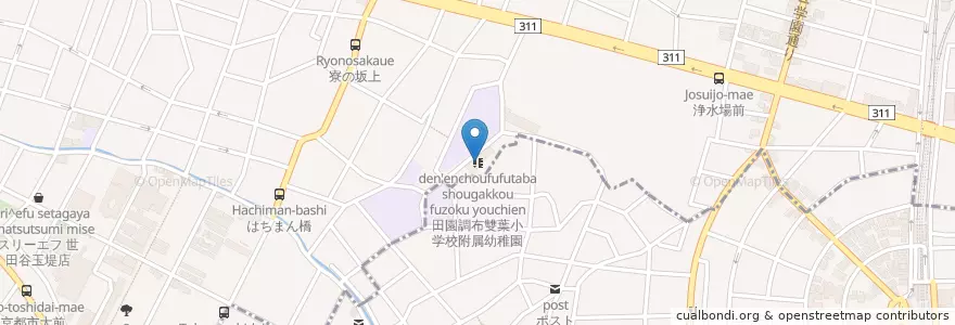 Mapa de ubicacion de 田園調布雙葉小学校附属幼稚園 en اليابان, 東京都, 世田谷区.