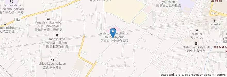 Mapa de ubicacion de 田無芝久保郵便局 en Giappone, Tokyo, 西東京市.