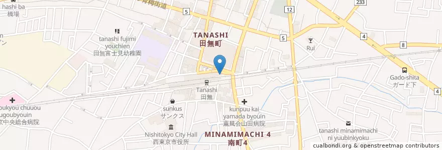 Mapa de ubicacion de 田無警察署田無駅前交番 en ژاپن, 東京都, 西東京市.