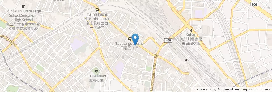 Mapa de ubicacion de 田端郵便局 en 日本, 東京都, 北区.