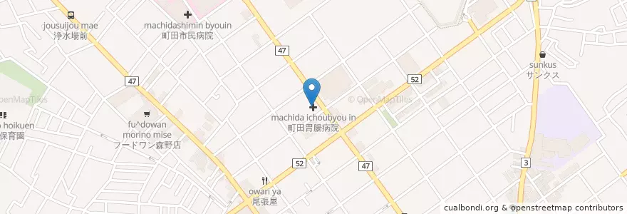 Mapa de ubicacion de 町田胃腸病院 en Japão, Tóquio, 町田市.
