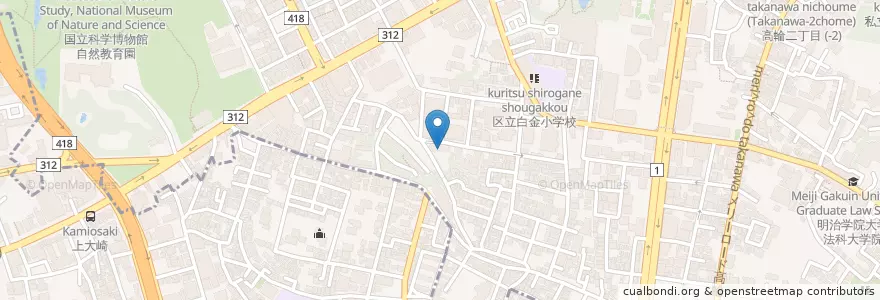 Mapa de ubicacion de 港区立白金台幼稚園 en Japon, Tokyo, 港区.