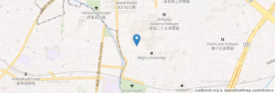 Mapa de ubicacion de 目白大学（経営学部） en ژاپن, 東京都, 中野区, 新宿区.