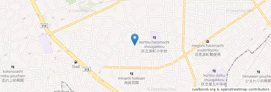 Mapa de ubicacion de 目黒区立 原町住区センター児童館 en Japón, Tokio, Meguro.