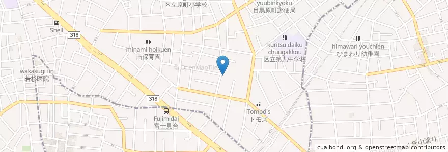 Mapa de ubicacion de 目黒区立洗足図書館 en Japonya, 東京都.