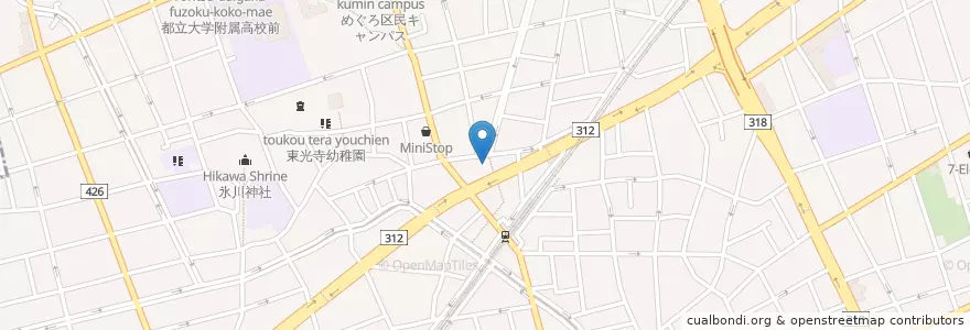 Mapa de ubicacion de 目黒厚生会本田病院 en Japan, 東京都, 目黒区.