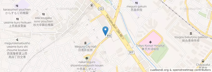 Mapa de ubicacion de 目黒消防署 中目黒出張所 en Japão, Tóquio, 目黒区.