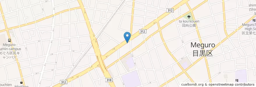 Mapa de ubicacion de 目黒碑文谷四郵便局 en Japon, Tokyo, 目黒区.