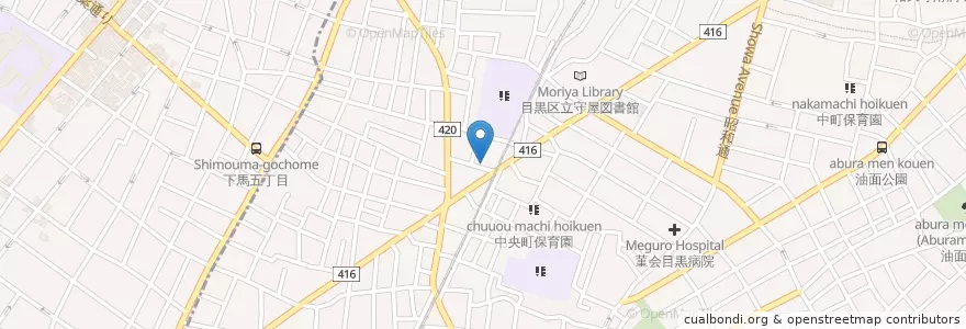 Mapa de ubicacion de 目黒警察署五本木交番 en Japon, Tokyo, 目黒区.