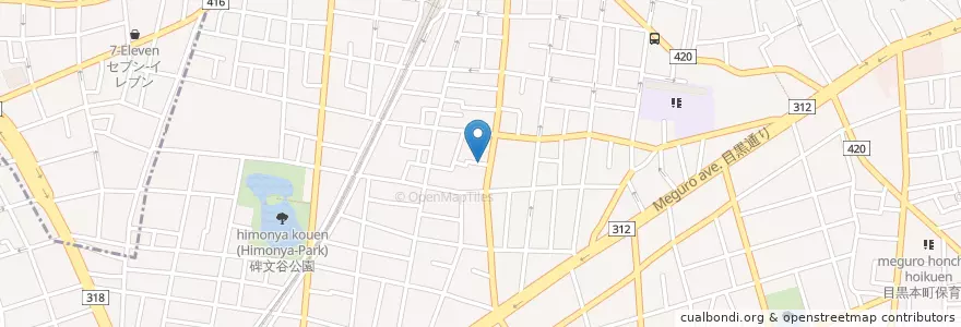 Mapa de ubicacion de 目黒鷹番郵便局 en اليابان, 東京都, 目黒区.
