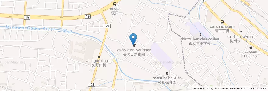 Mapa de ubicacion de 矢の口幼稚園 en Japón, Prefectura De Kanagawa, Kawasaki.