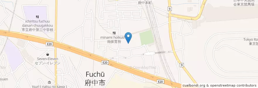 Mapa de ubicacion de 矢崎幼稚園 (Yazaki Kindergarten) en Япония, Токио, Футю.
