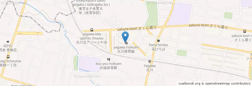 Mapa de ubicacion de 矢川保育園 en Япония, Токио, Кунитати.