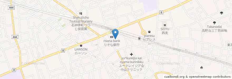 Mapa de ubicacion de 石神井公園駅前郵便局 en Япония, Токио, Нерима.
