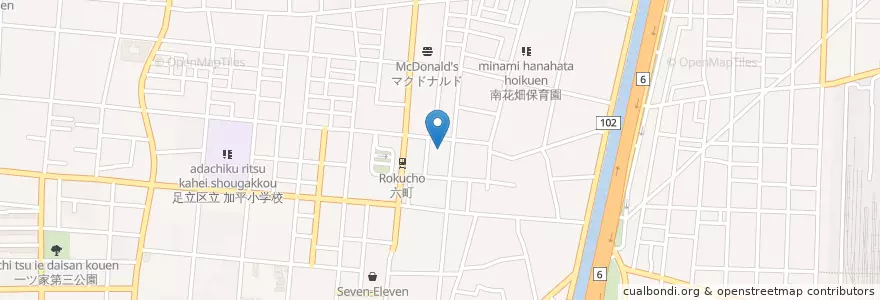 Mapa de ubicacion de 石鍋幼稚園 en Giappone, Tokyo, 足立区.