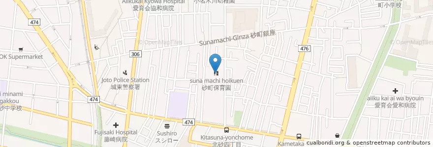 Mapa de ubicacion de 砂町保育園 en Japan, Tokyo, Koto.