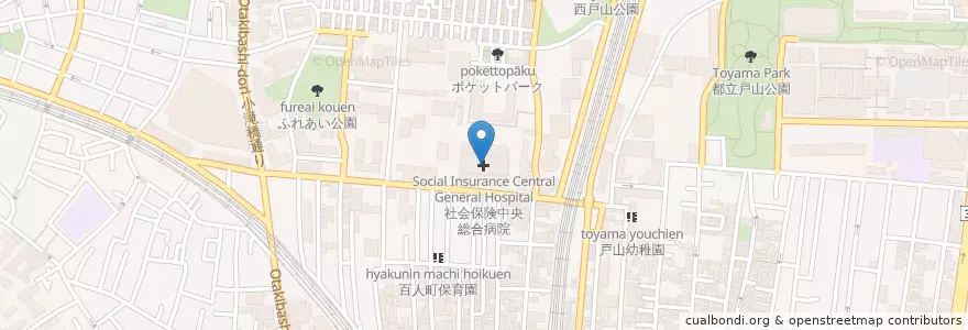 Mapa de ubicacion de JCHO 東京山手メディカルセンター en 日本, 東京都, 新宿区.