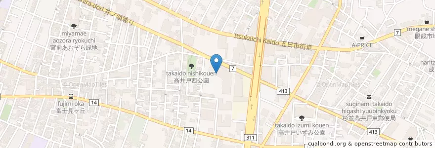 Mapa de ubicacion de 日本年金機構 en Japonya, 東京都, 杉並区.