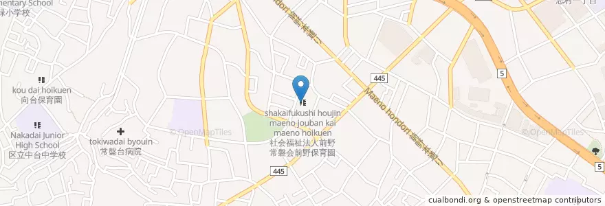 Mapa de ubicacion de 社会福祉法人前野常磐会前野保育園 en Japan, Tokio, 板橋区.