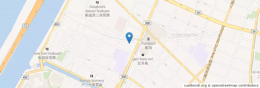 Mapa de ubicacion de 船堀中央保育園 en 日本, 東京都, 江戸川区.