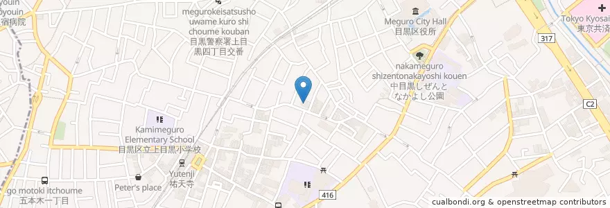 Mapa de ubicacion de 祐天寺保育園 en ژاپن, 東京都, 目黒区.