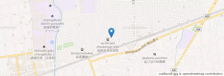 Mapa de ubicacion de 祖師谷大蔵駅前郵便局 en ژاپن, 東京都, 世田谷区.
