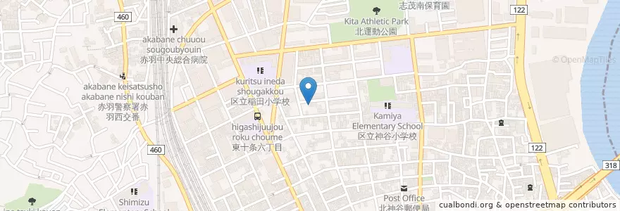 Mapa de ubicacion de 神谷保育園 en 日本, 東京都, 北区.