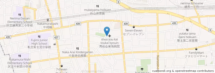 Mapa de ubicacion de 秀佑会東海病院 en 日本, 東京都, 練馬区.